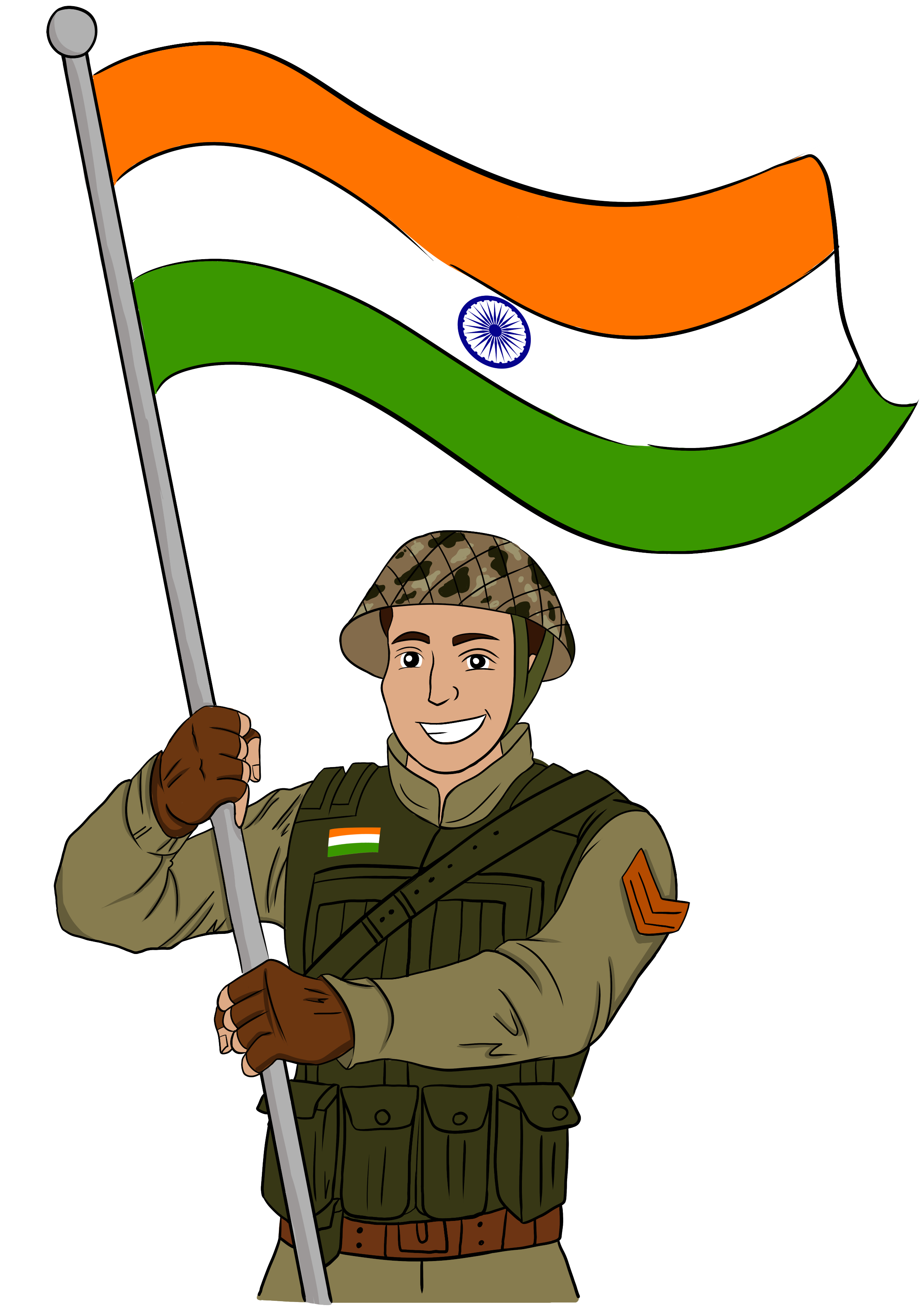 Indian soldier with flag